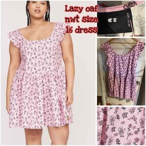 Lazy Oaf Pink Floral Dress Nwt Size 16